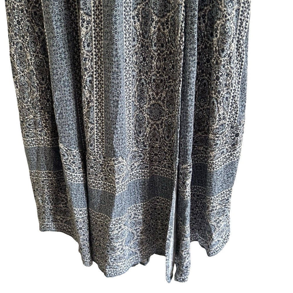 Knox Rose Blue Boho Open Front Slit Maxi Rayon Faux Wrap Dress Sz XS - Picture 8 of 11